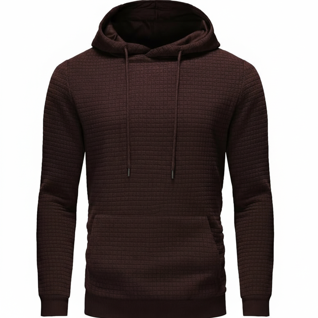 Mens Pullover Hoodies Plaid Jacquard Long Sleeve Drawstring Hipster