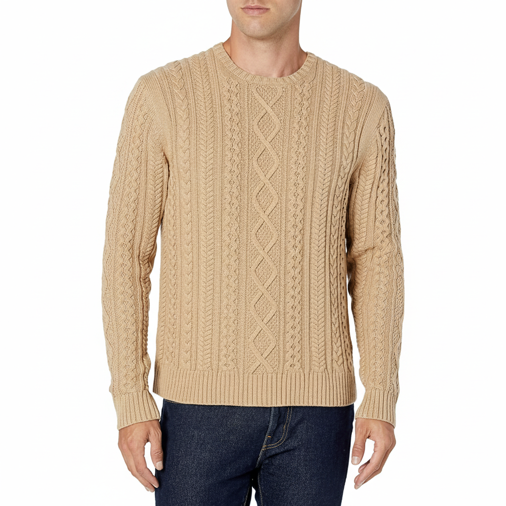 Long Sleeve Cable Knit Pullover Sweater