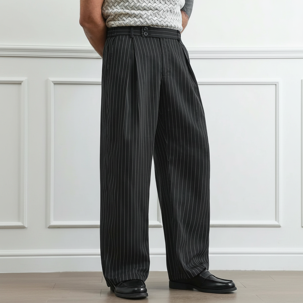 Wrinkle Resistant Wide Polyester Woven Trousers For Men