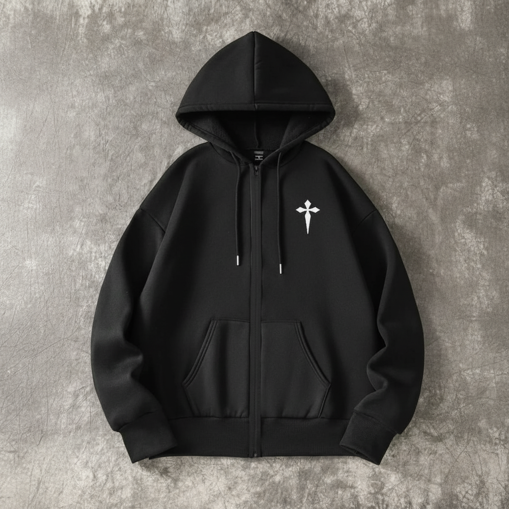Casual Loose Fit Zip Up Hoodie For Men