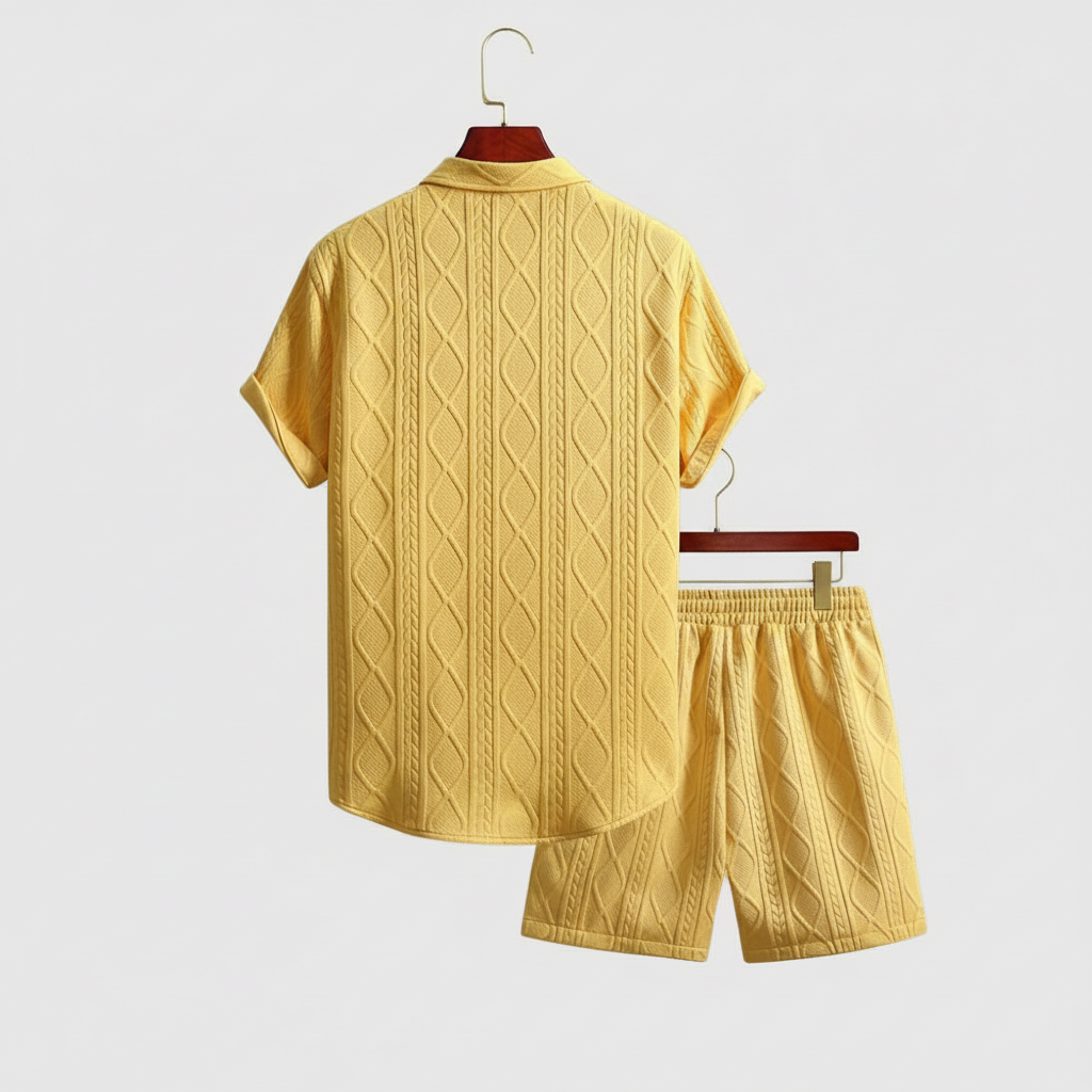 Vacation Themed Casual Style Short Sleeve Shirt And Shorts Set For Men