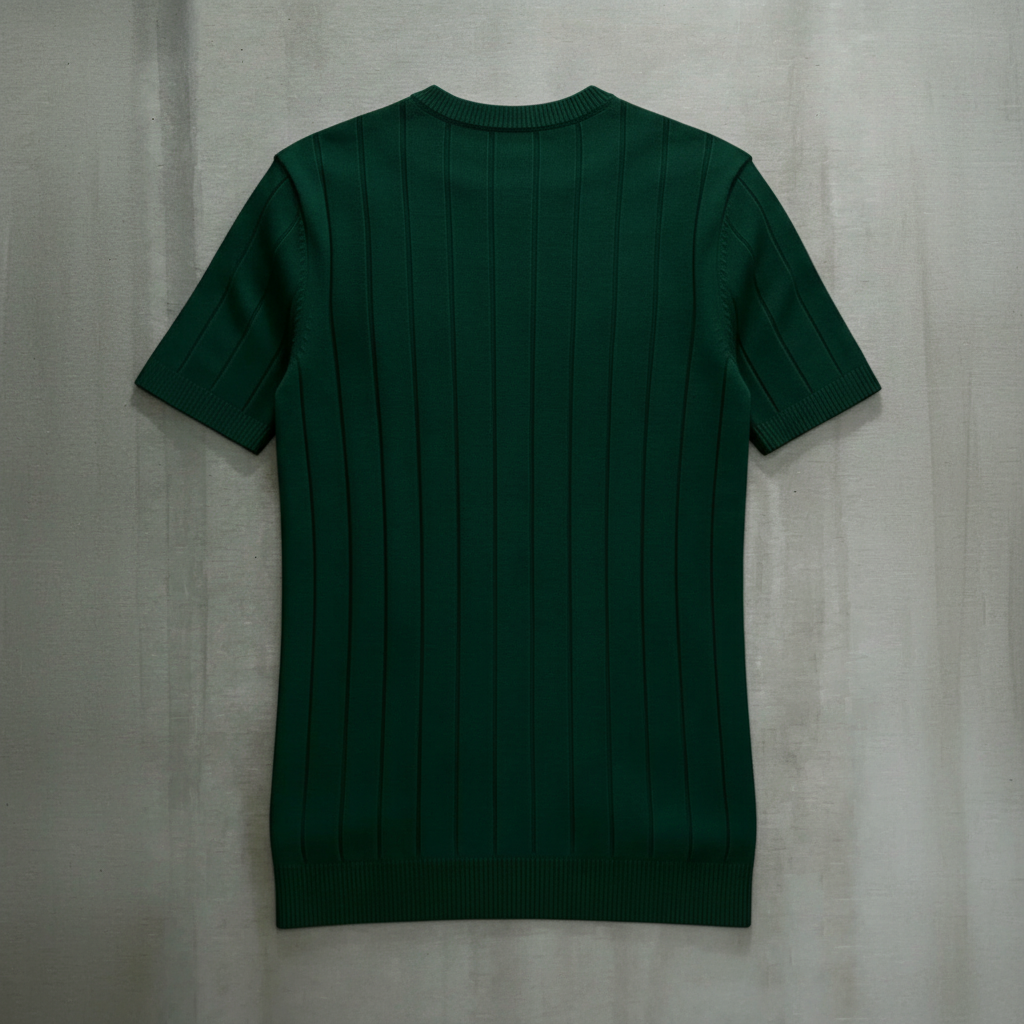 Ribbed Crew Design Short Sleeve Knit Pullover For Men