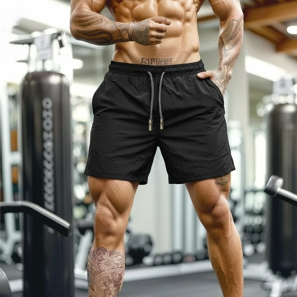 Quick Dry Drawstring Zipper Pocket Shorts For Men
