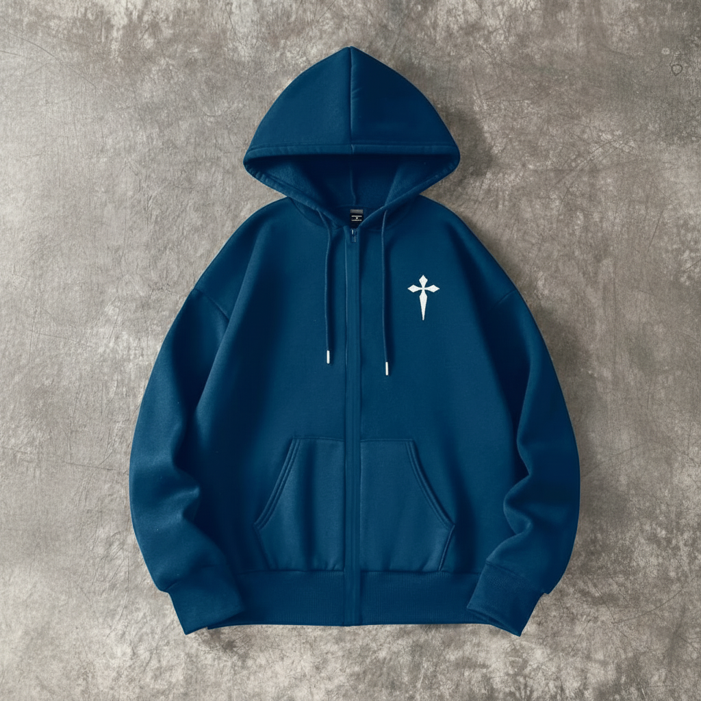 Casual Loose Fit Zip Up Hoodie For Men