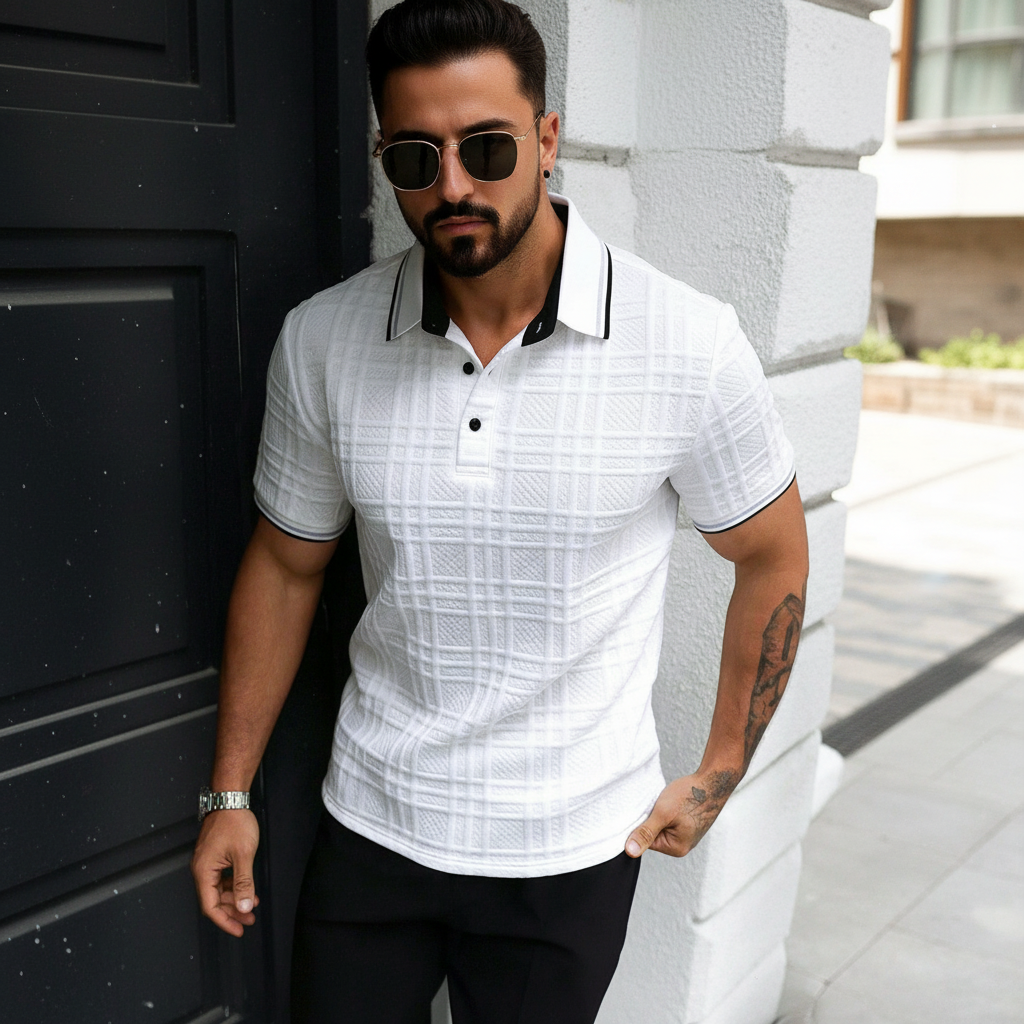 Casual Patch Up Half Placket Polo T Shirt For Men