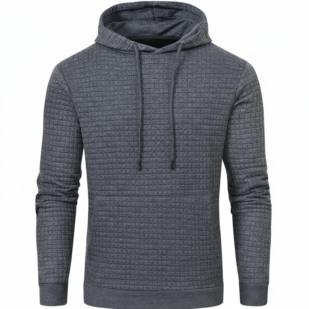 Mens Pullover Hoodies Plaid Jacquard Long Sleeve Drawstring Hipster