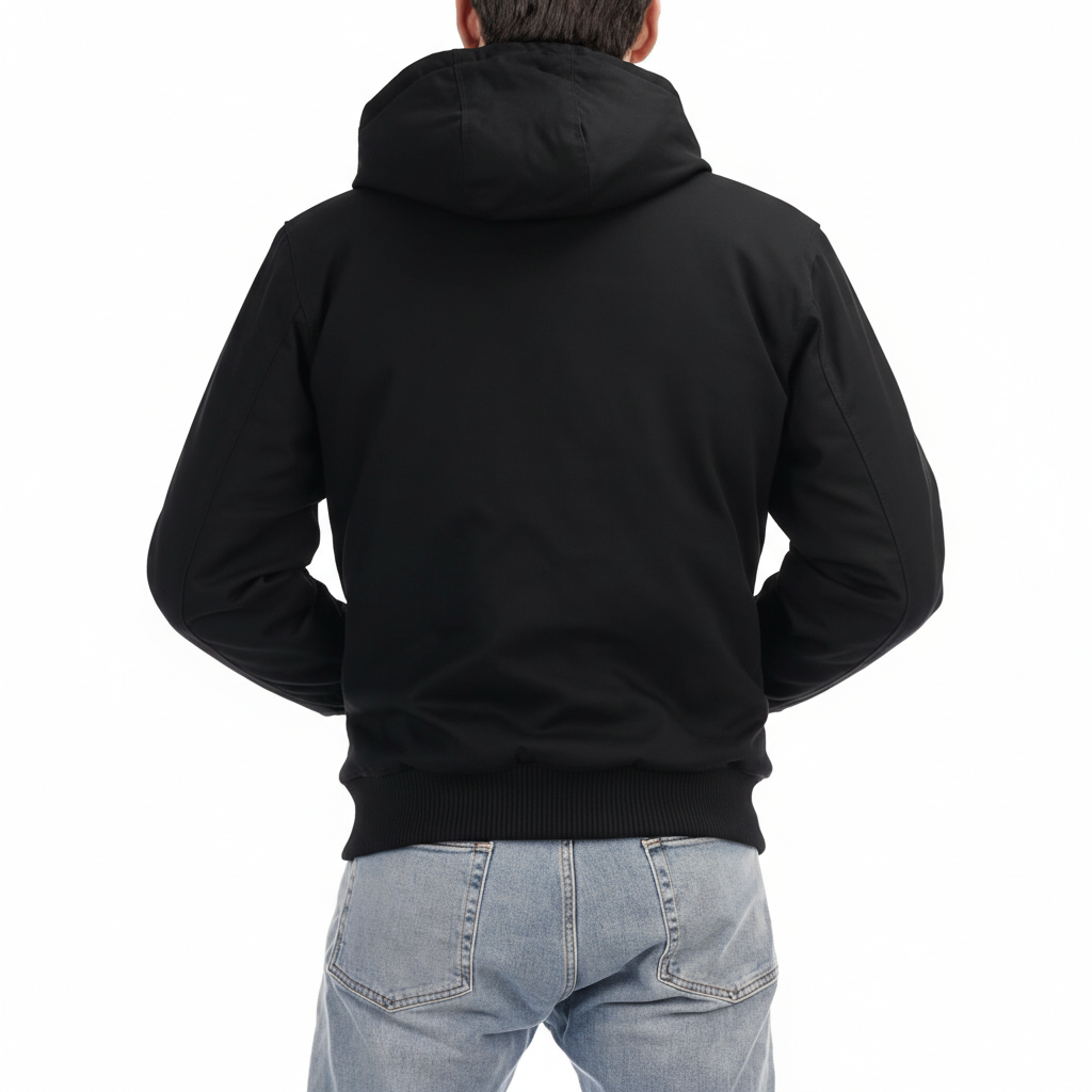 Men Loose Fit Quilted Flannel Lined Workwear Waterproof Active Jacket Hooded Work Coat