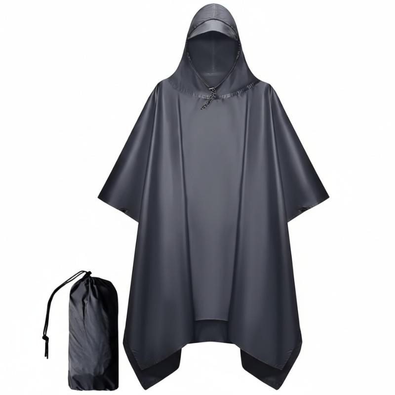 Hooded Rain Poncho Waterproof Raincoat Jacket for Men Women Adults