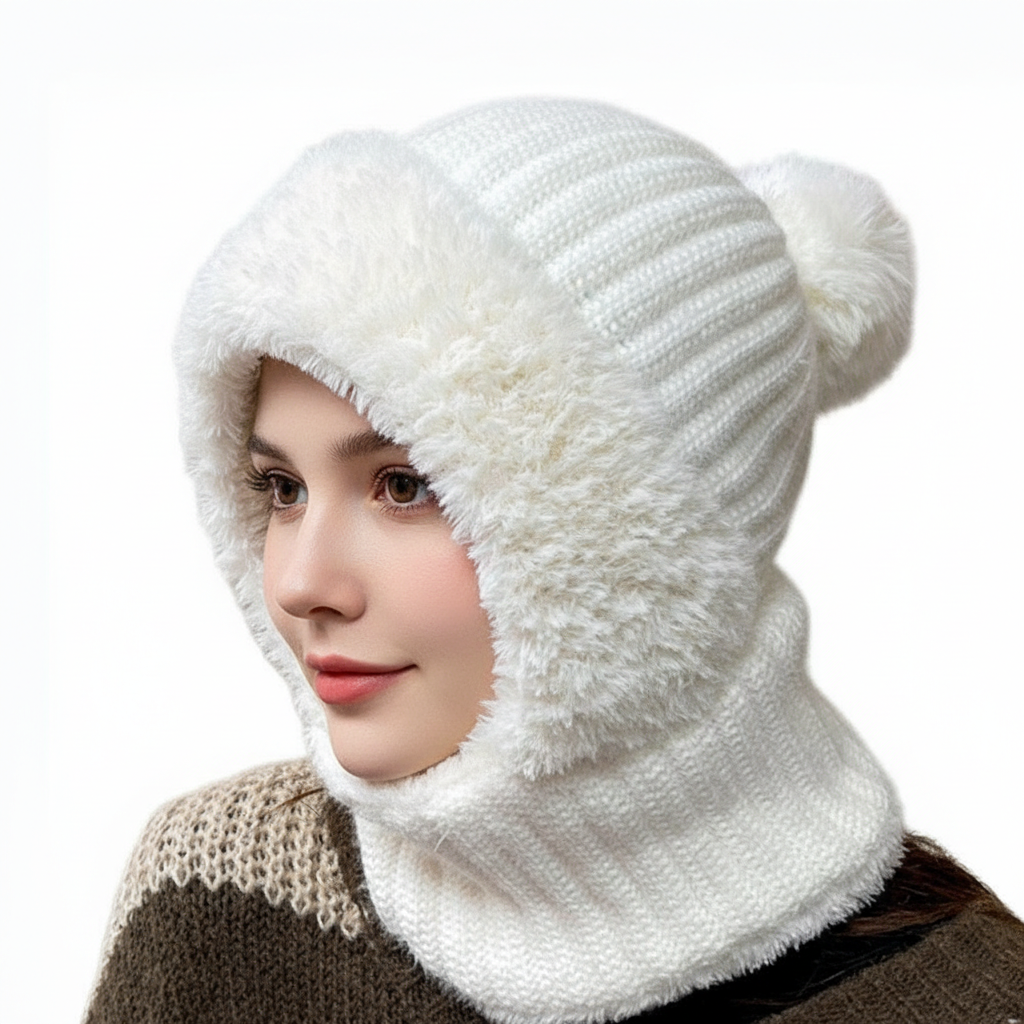 Knitted Thermal One Piece With Hats Mask And Scarf
