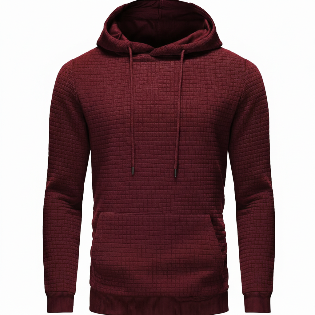 Mens Pullover Hoodies Plaid Jacquard Long Sleeve Drawstring Hipster