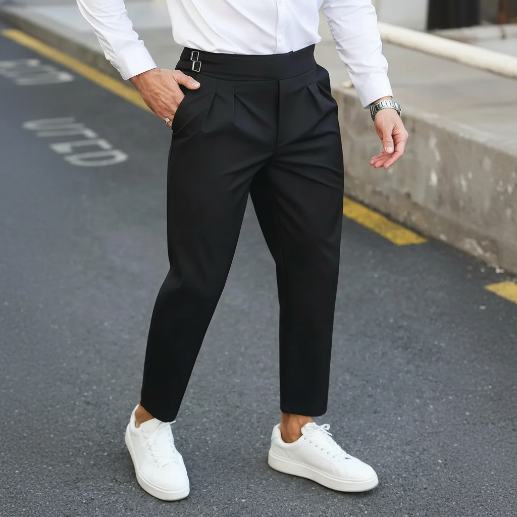 Straight Casual Trousers Retro British Style For Men