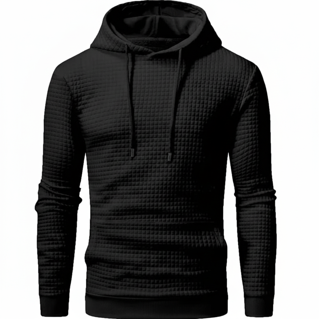 Mens Pullover Hoodies Plaid Jacquard Long Sleeve Drawstring Hipster