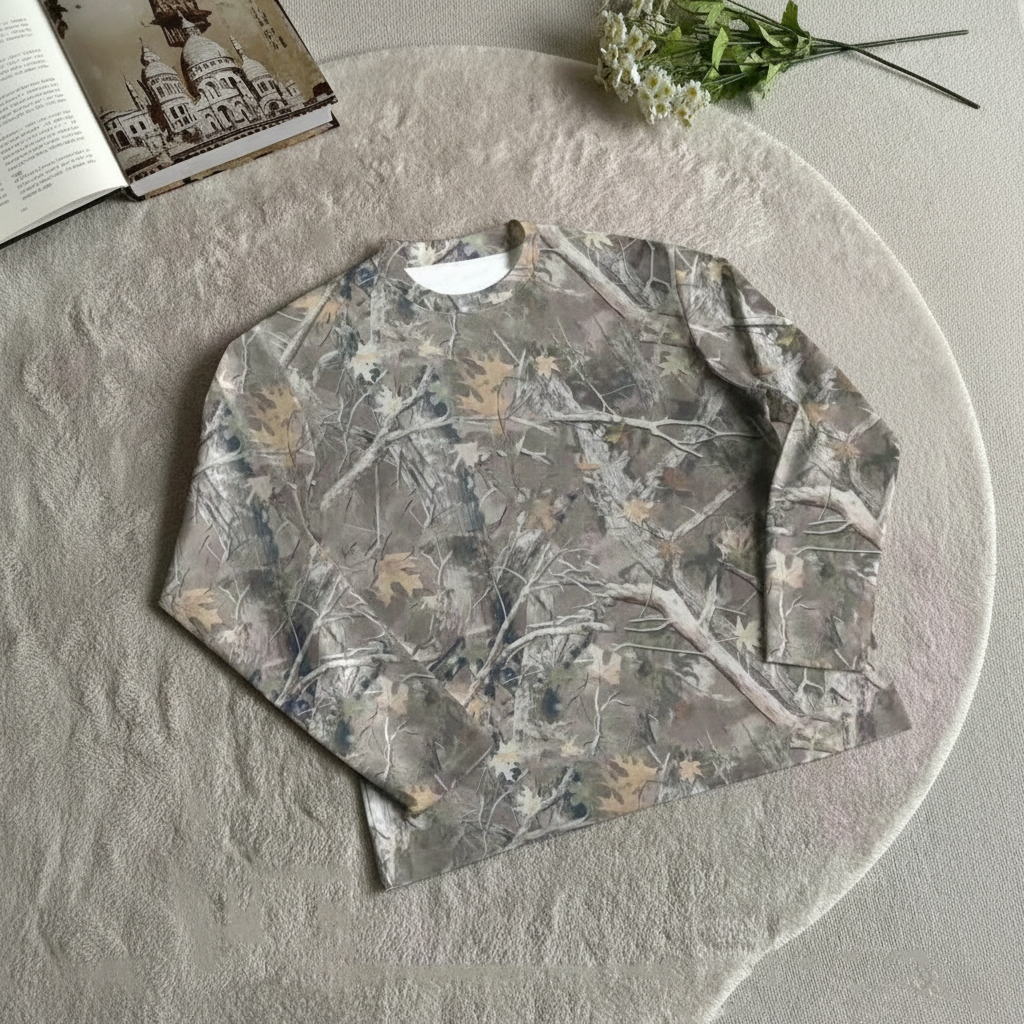 Minimalist Printed Crew Style Long Sleeve T Shirt For Men