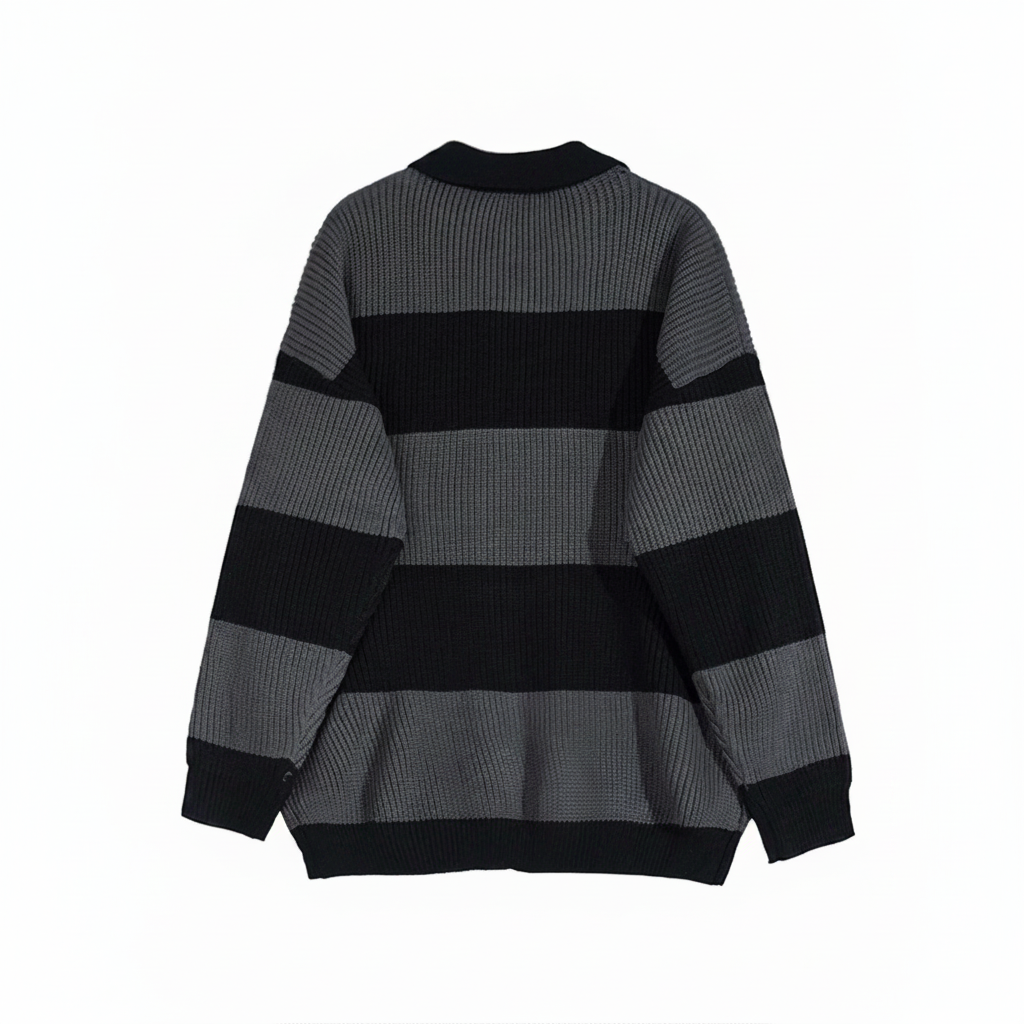 Plus Size American Street Style Striped Pullover Knit Sweater For Men