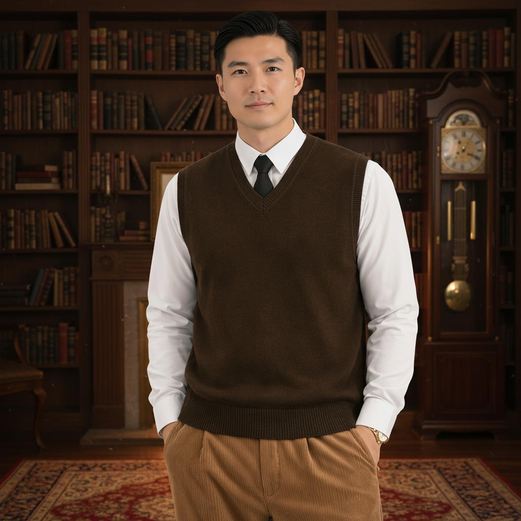 Wool Blend Knit Pullover Sweater Vest Fit For Men