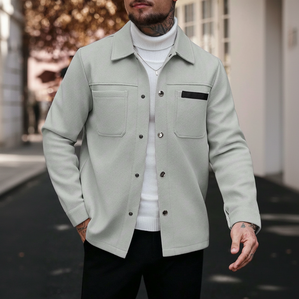 Button Up Casual Overcoat Long Sleeve For Men