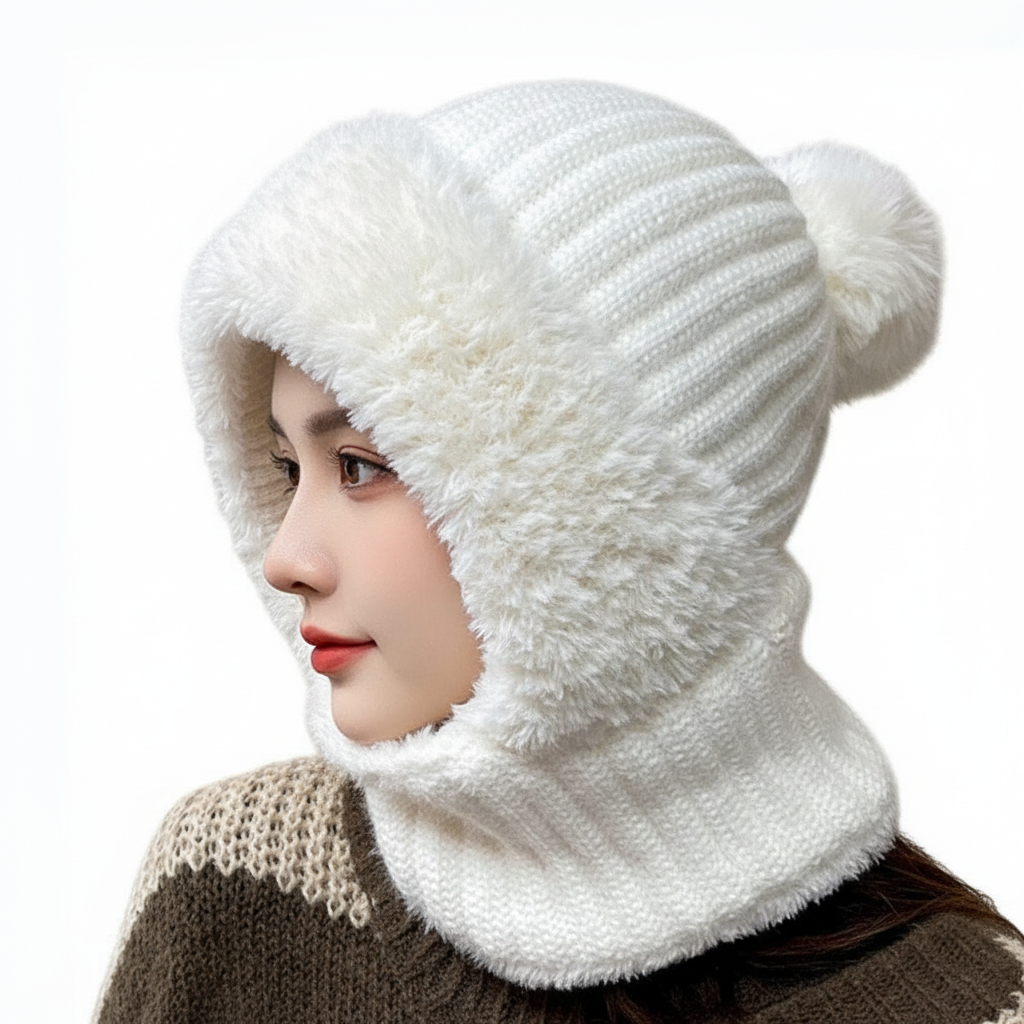 Knitted Thermal One Piece With Hats Mask And Scarf