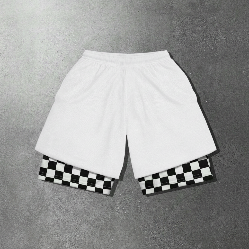 Anime Branch Print Drawstring Double Layer Casual Shorts