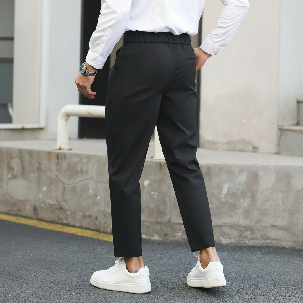 Straight Casual Trousers Retro British Style For Men