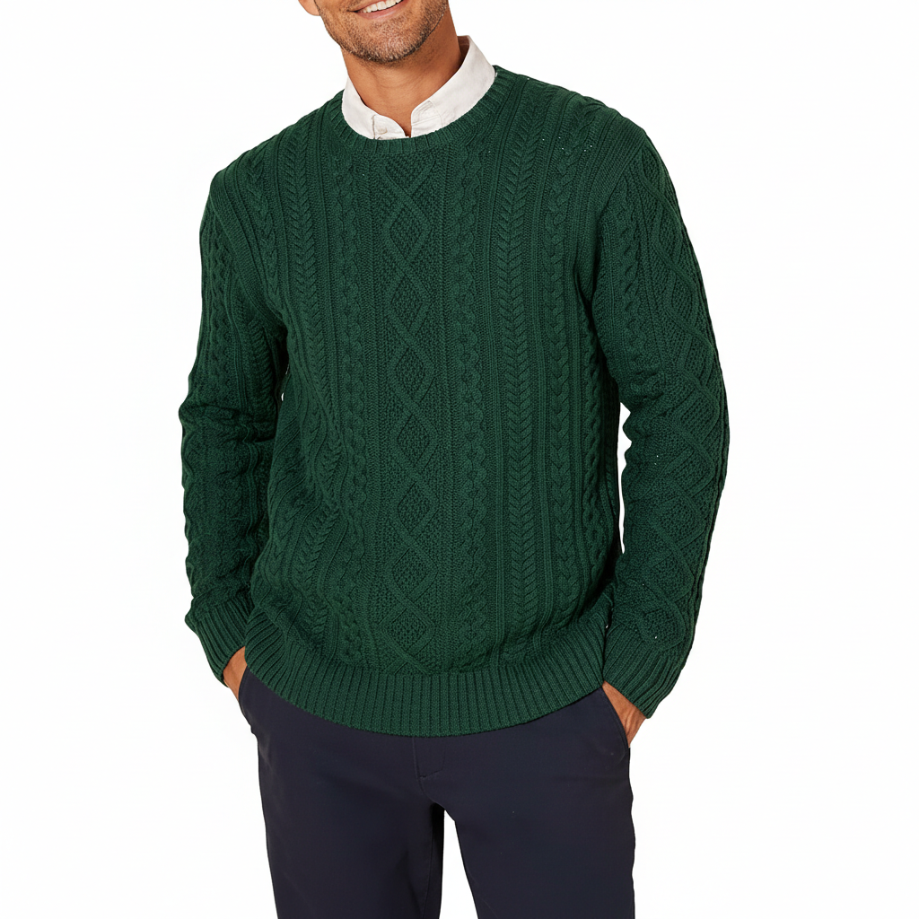 Long Sleeve Cable Knit Pullover Sweater