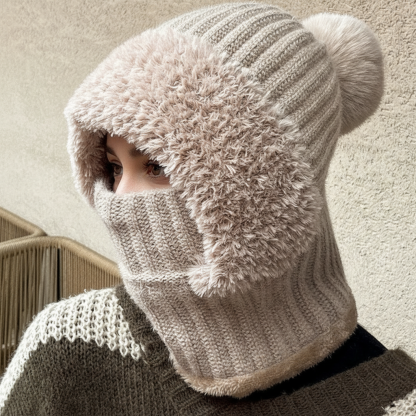 Knitted Thermal One Piece With Hats Mask And Scarf