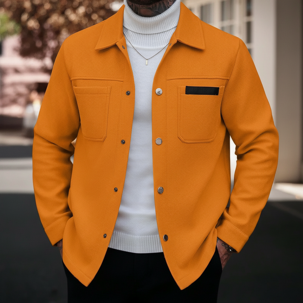 Button Up Casual Overcoat Long Sleeve For Men