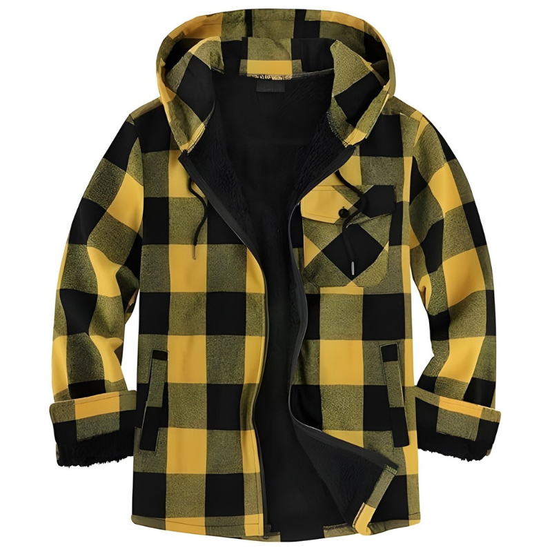 Men Flannel Plaid Jacket Warm Sherpa Lined Fleece Hoodies for Men Zip Up Thick Jackets Winter Coat with Pocket