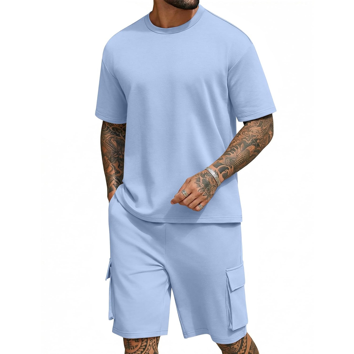 Oversized Cotton Summer Shirt And Shorts Set For Men