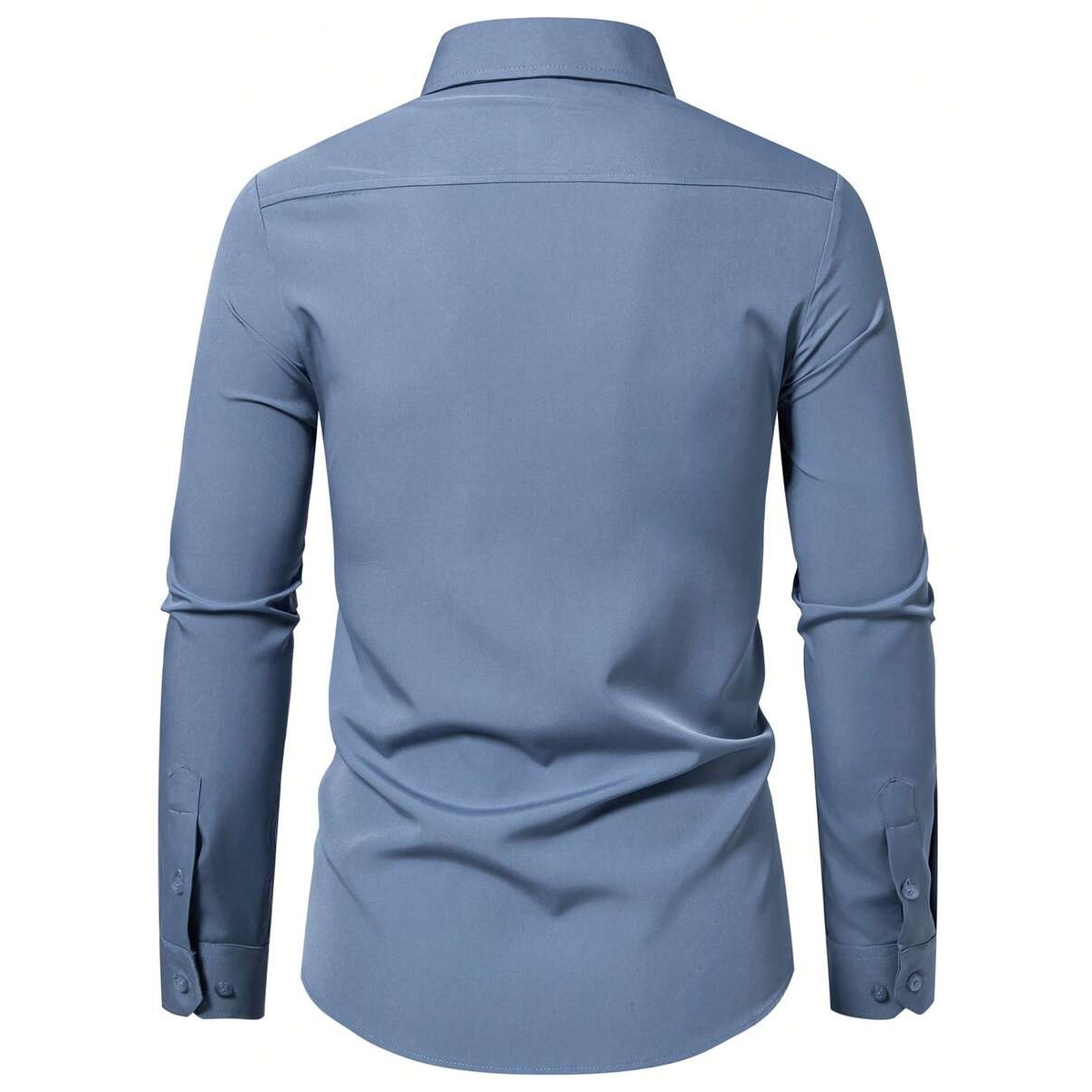 Casual Solid Formal Long Sleeve Dress For Men