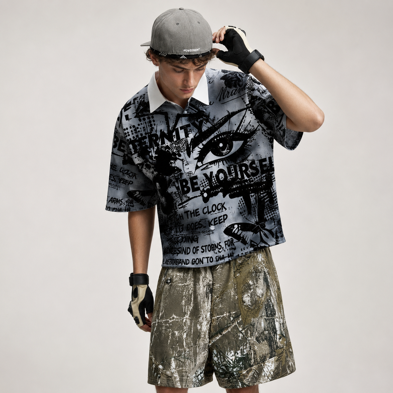 Streetwear Loose Fit Graphic Print Short Sleeve Casual Shirt For Men