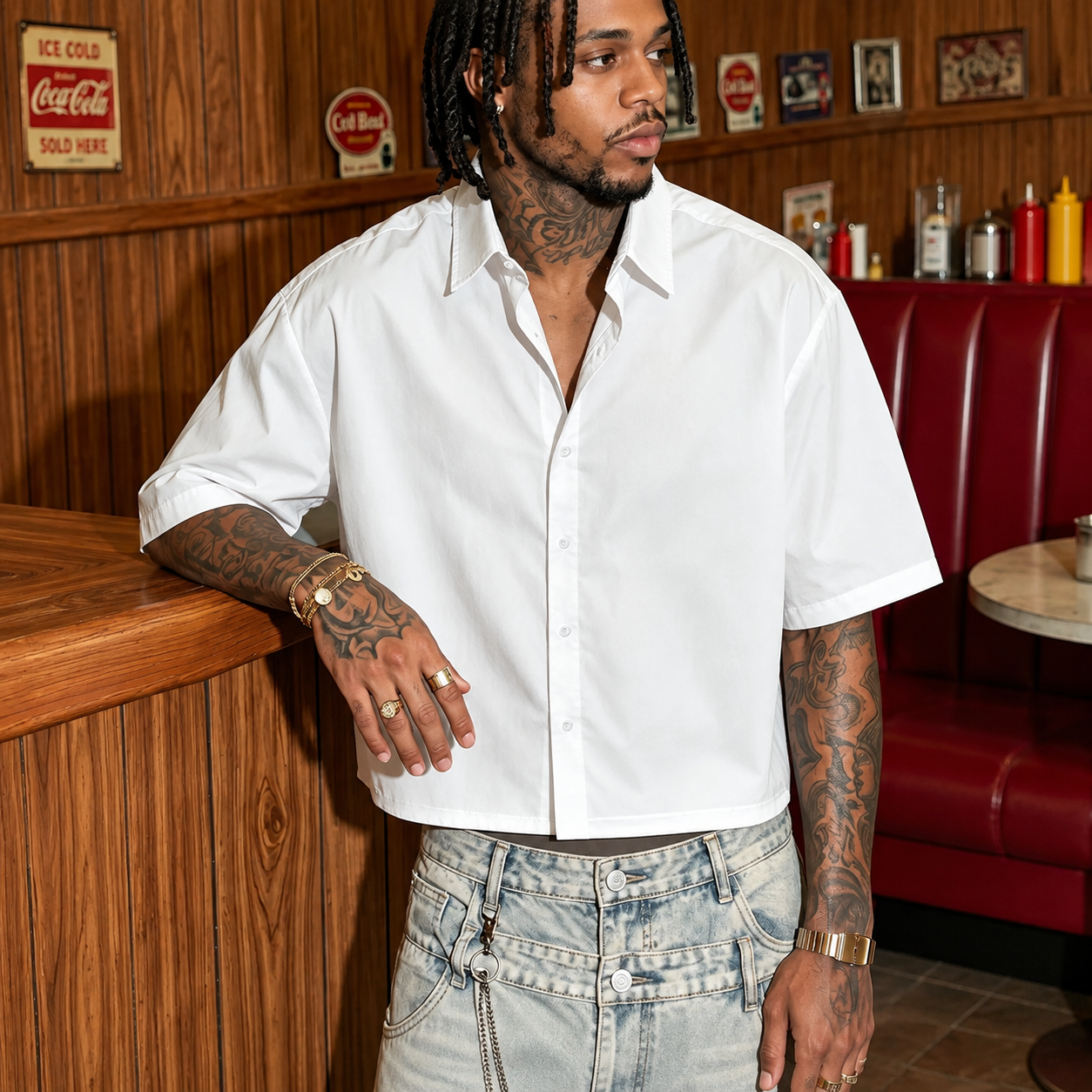  Oversized Casual Loose Fit Short Sleeve Summer Shirt For Men
