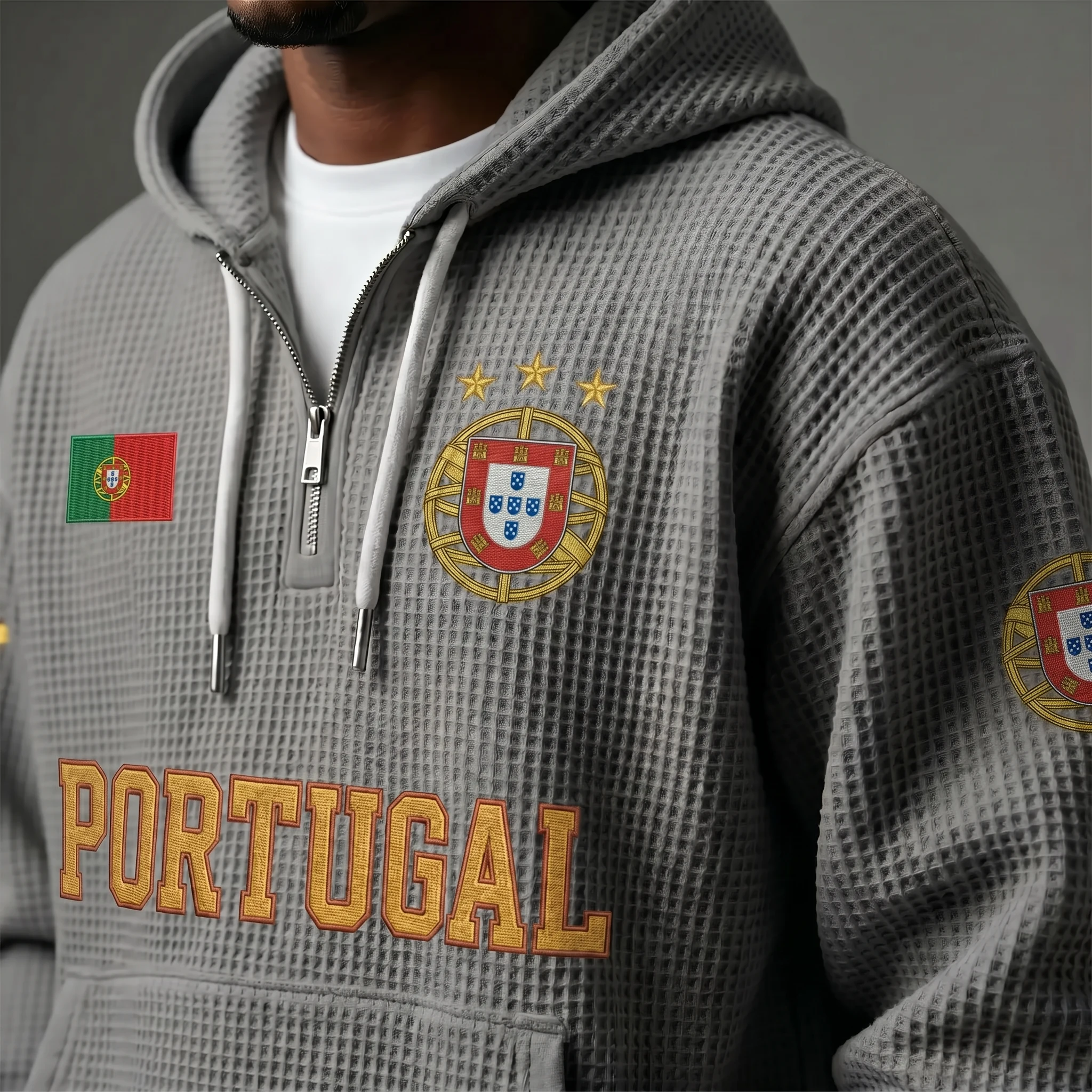 Portugal waffle quarter-zip football fan hoodie