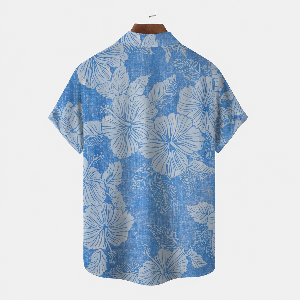 Hawaiian Floral Print Pocket Short Sleeve Button Up Shirt For Men