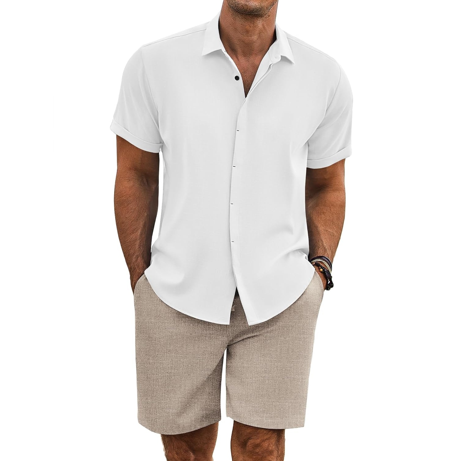 Summer Beach Shorts Set with Short Sleeve Shirt For Men 