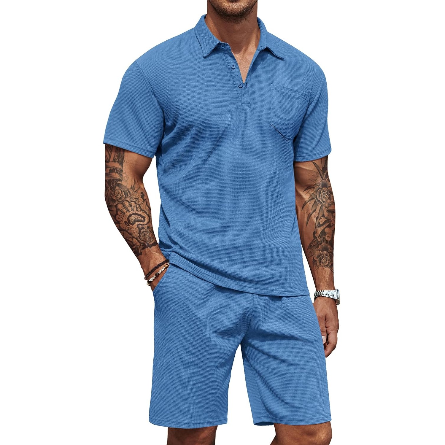 Casual Summer Shorts And Polo Tshirt Set For Men