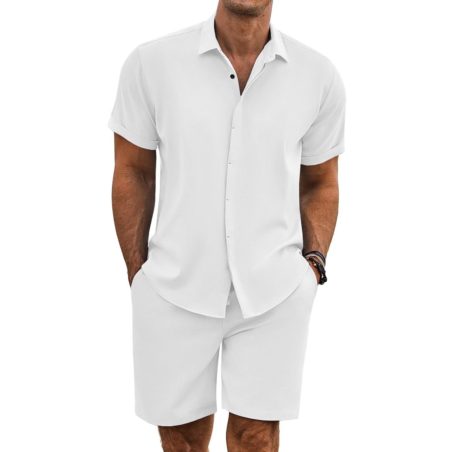 Summer Beach Shorts Set with Short Sleeve Shirt For Men 