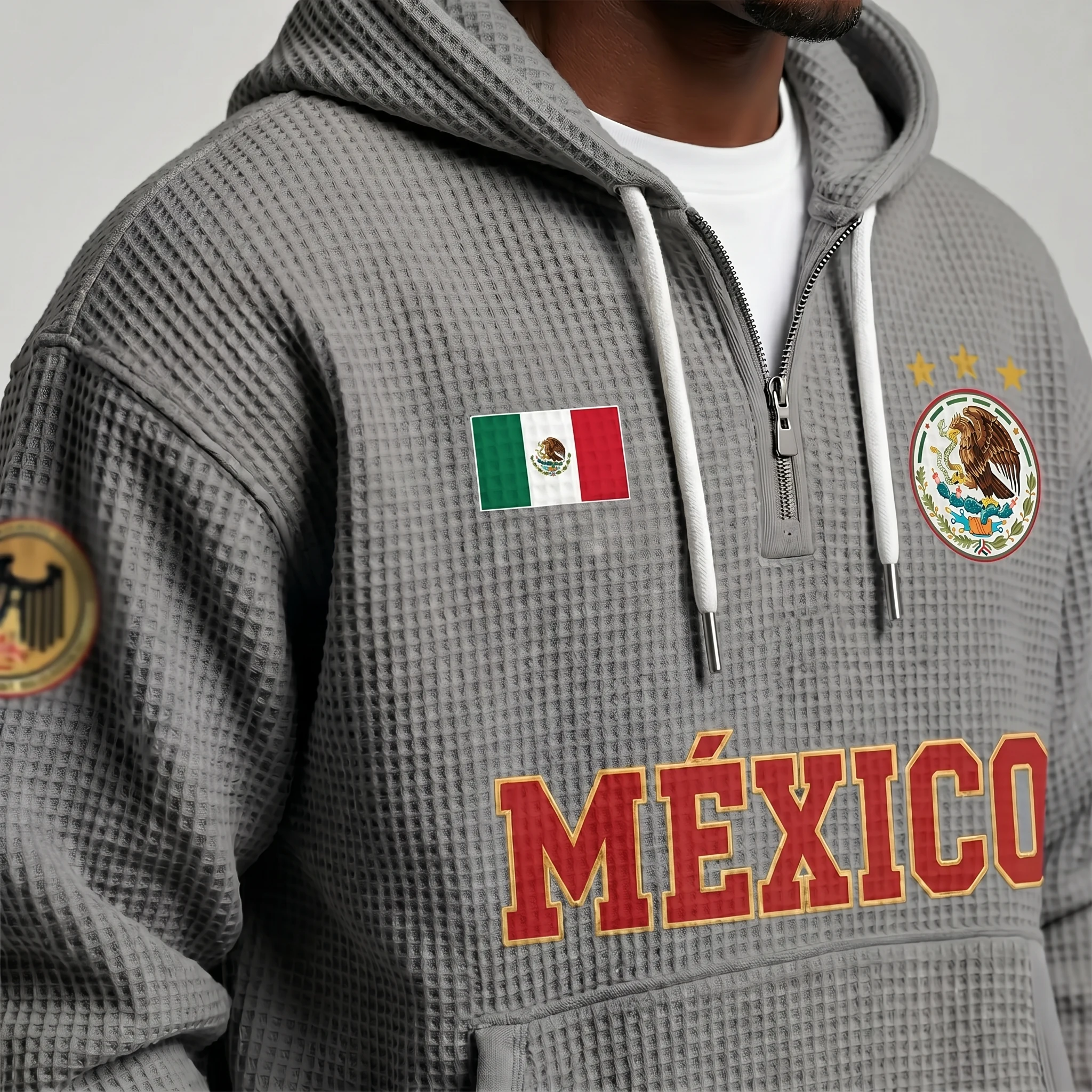 Mexico waffle quarter-zip football fan hoodie