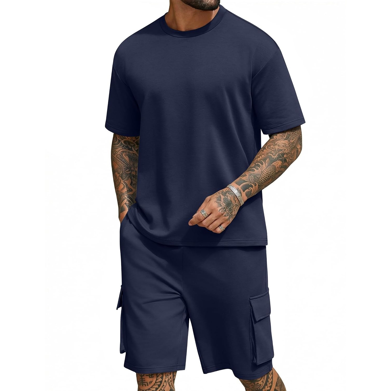 Oversized Cotton Summer Shirt And Shorts Set For Men
