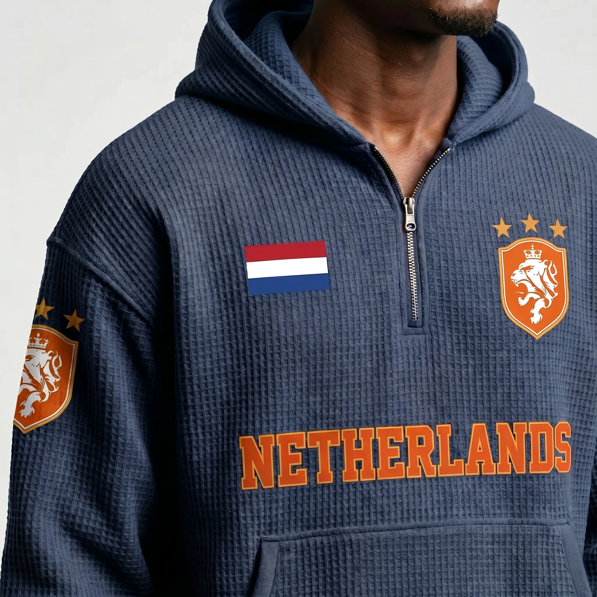 Netherlands waffle quarter-zip football fan hoodie