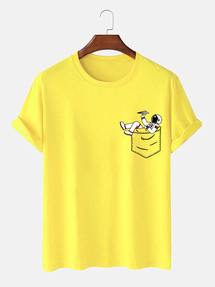 Astronaut Pocket Print T-Shirt-Vacay Outfit