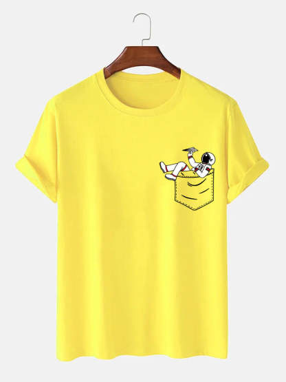 Astronaut Pocket Print T-Shirt-Vacay Outfit