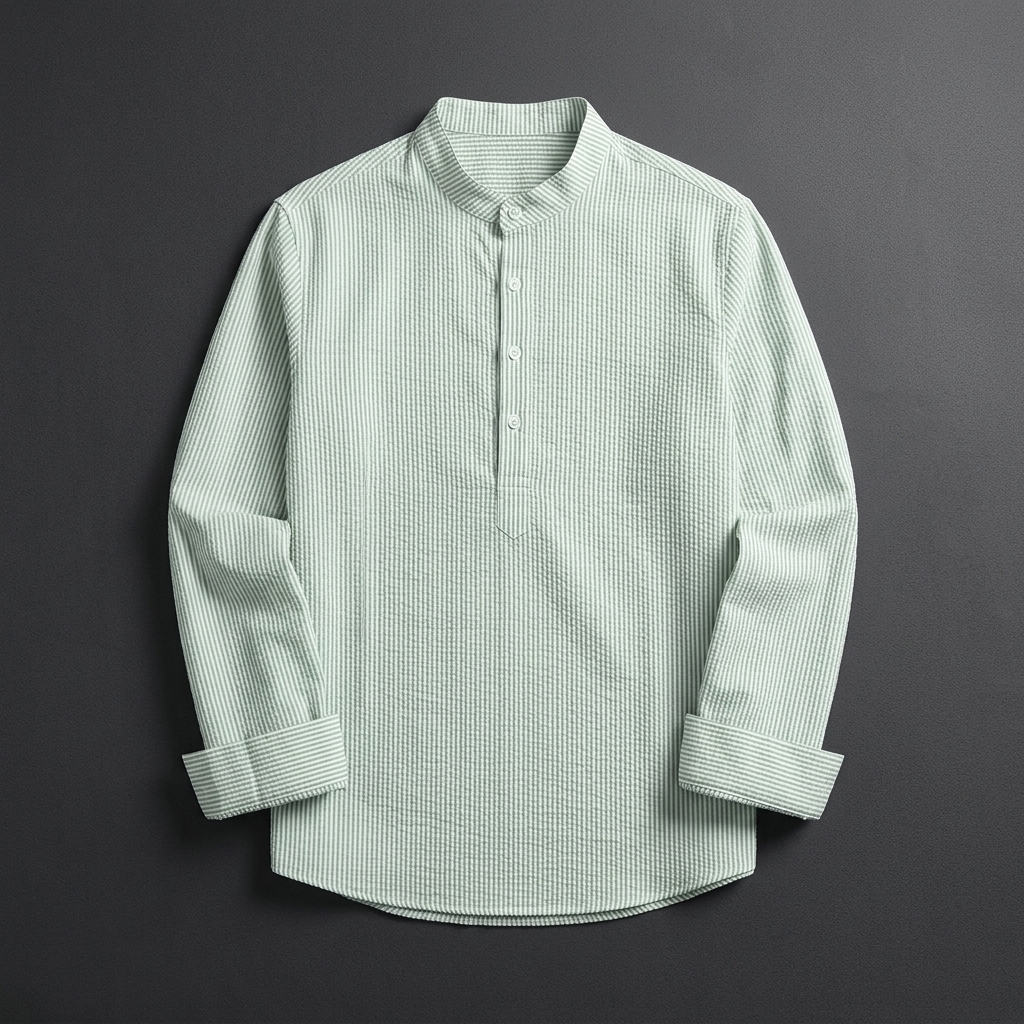 Placket Long Sleeve Vacation Shirt For Men