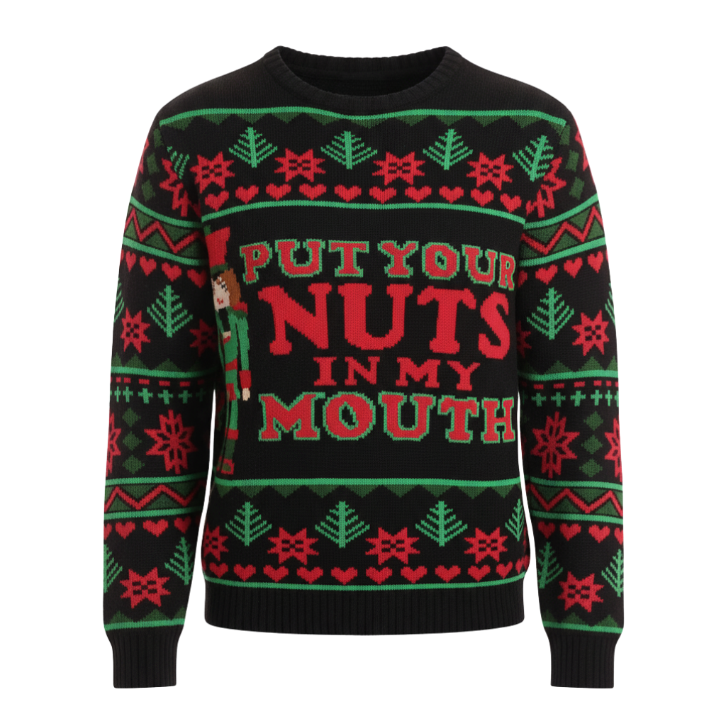 Festive Holiday Ugly Christmas Graphic Knit Sweater