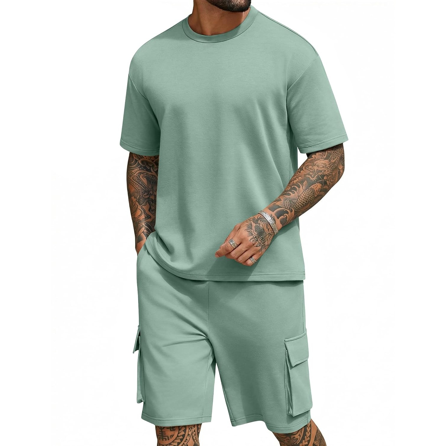 Oversized Cotton Summer Shirt And Shorts Set For Men
