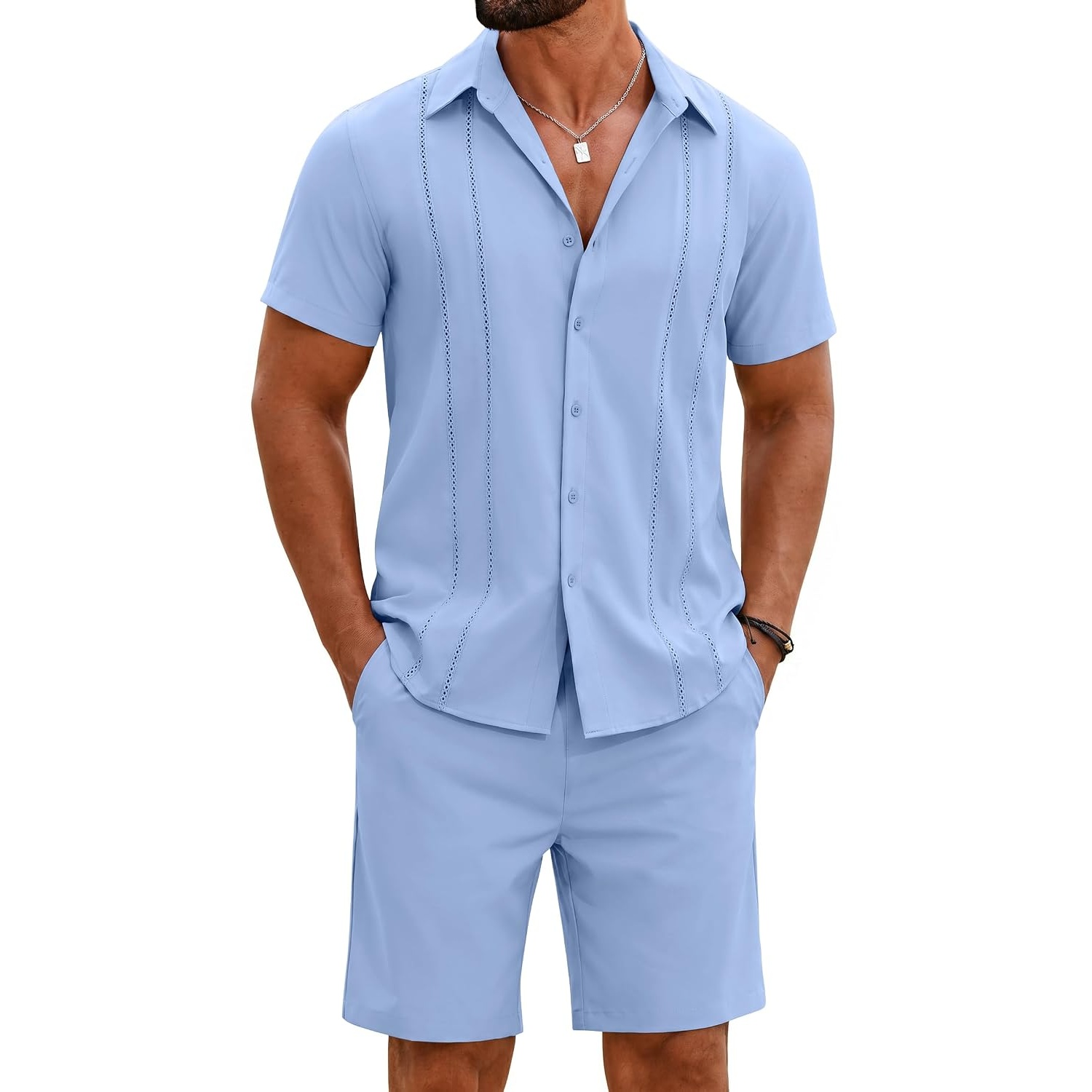 Summer Casual Beach Shorts And Shirt Set For Men