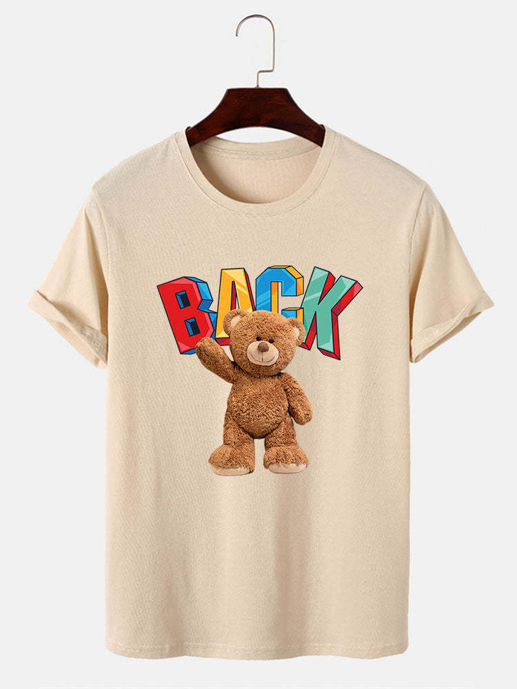 Bear Printed T-Shirt-Vacay Outfit