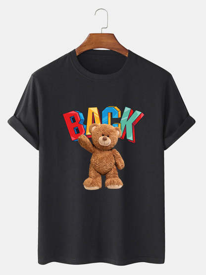 Bear Printed T-Shirt-Vacay Outfit