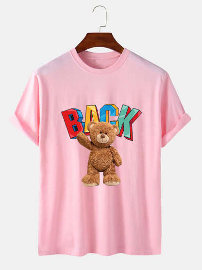 Bear Printed T-Shirt-Vacay Outfit