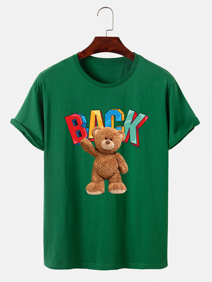 Bear Printed T-Shirt-Vacay Outfit