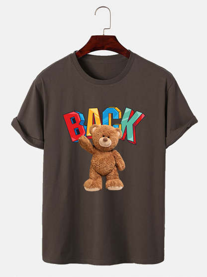 Bear Printed T-Shirt-Vacay Outfit